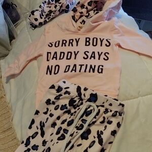 Pink Hoodie and Leopard Print Pants Set